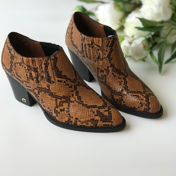 Coach Perri Snake Print Caramel Western Booties - Picture 2 of 9